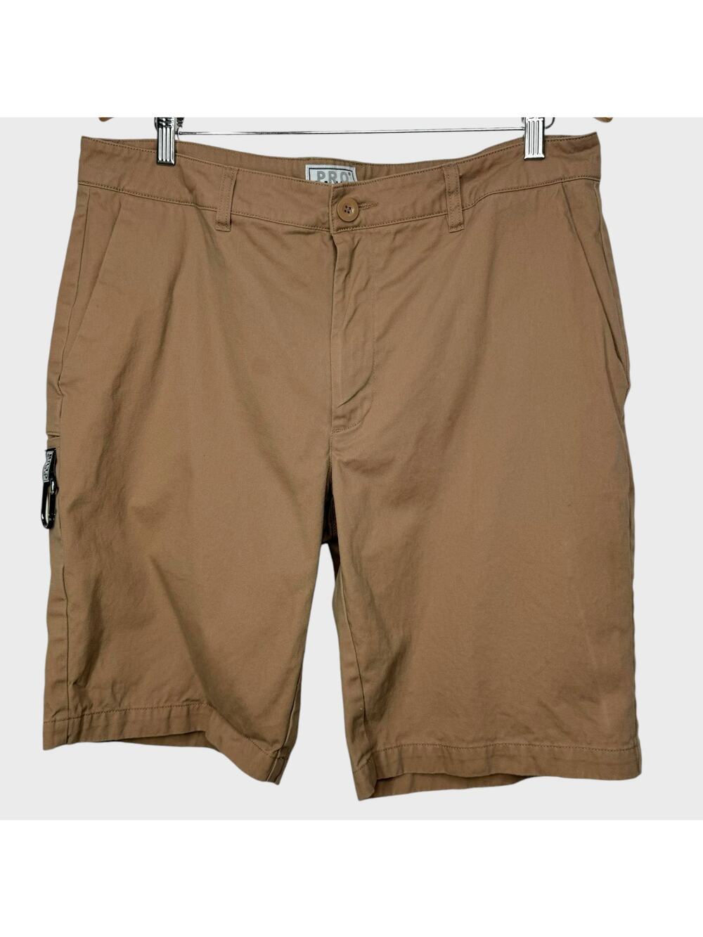 Pro Club Chino Shorts Flat Front Slash Pocket Cotton Twill Khaki Tan Men's US 36